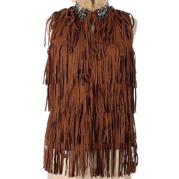 NWT Miss Me Vintage Solid Brown Faux FUR VEST - Picture 1 of 6